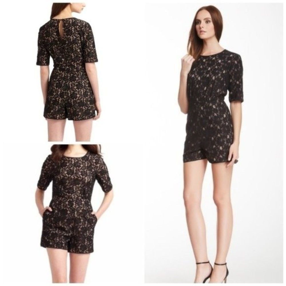 BCBGMAXAZRIA haile lace romper black size Small